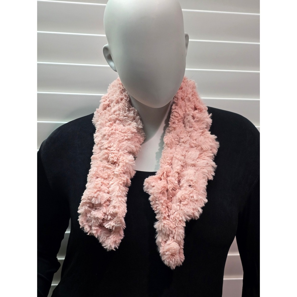 Pink Fuzzy Short Scarf OSFM